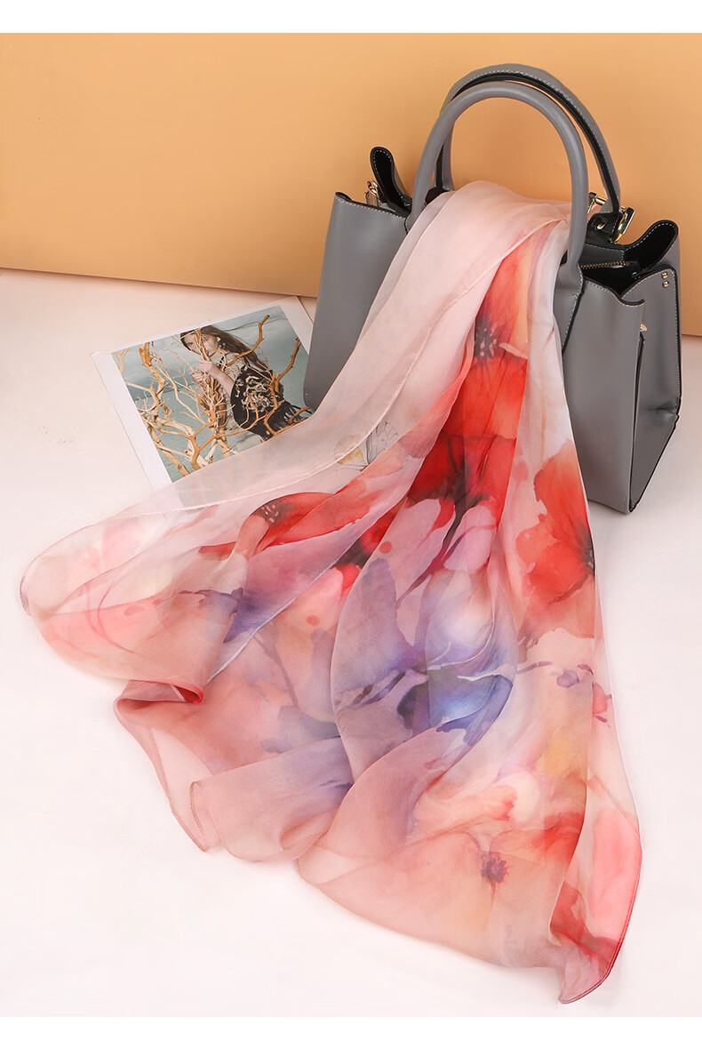 Hengyuanxiang 100% Mulberry Silk Scarf Women's Silk Summer Lightweight Office Shawl Wrap Mom Birthday Gift 21