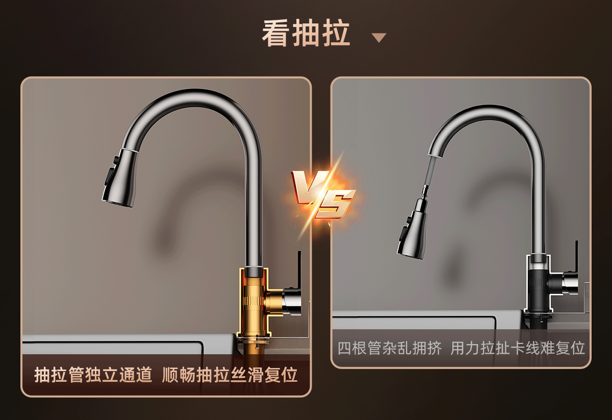 Del 28-Year Brand Kitchen Faucet Pull-Out Sink Mixer Hot and Cold Water 2-in-1 CPCL 2