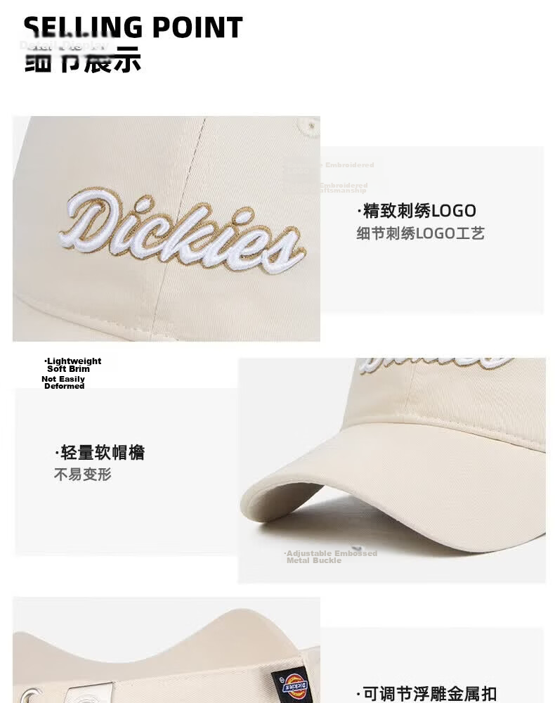 Dickies New Retro Baseball Cap Unisex Soft Top Pure Cotton Duckbill Hat Navy Blue 6