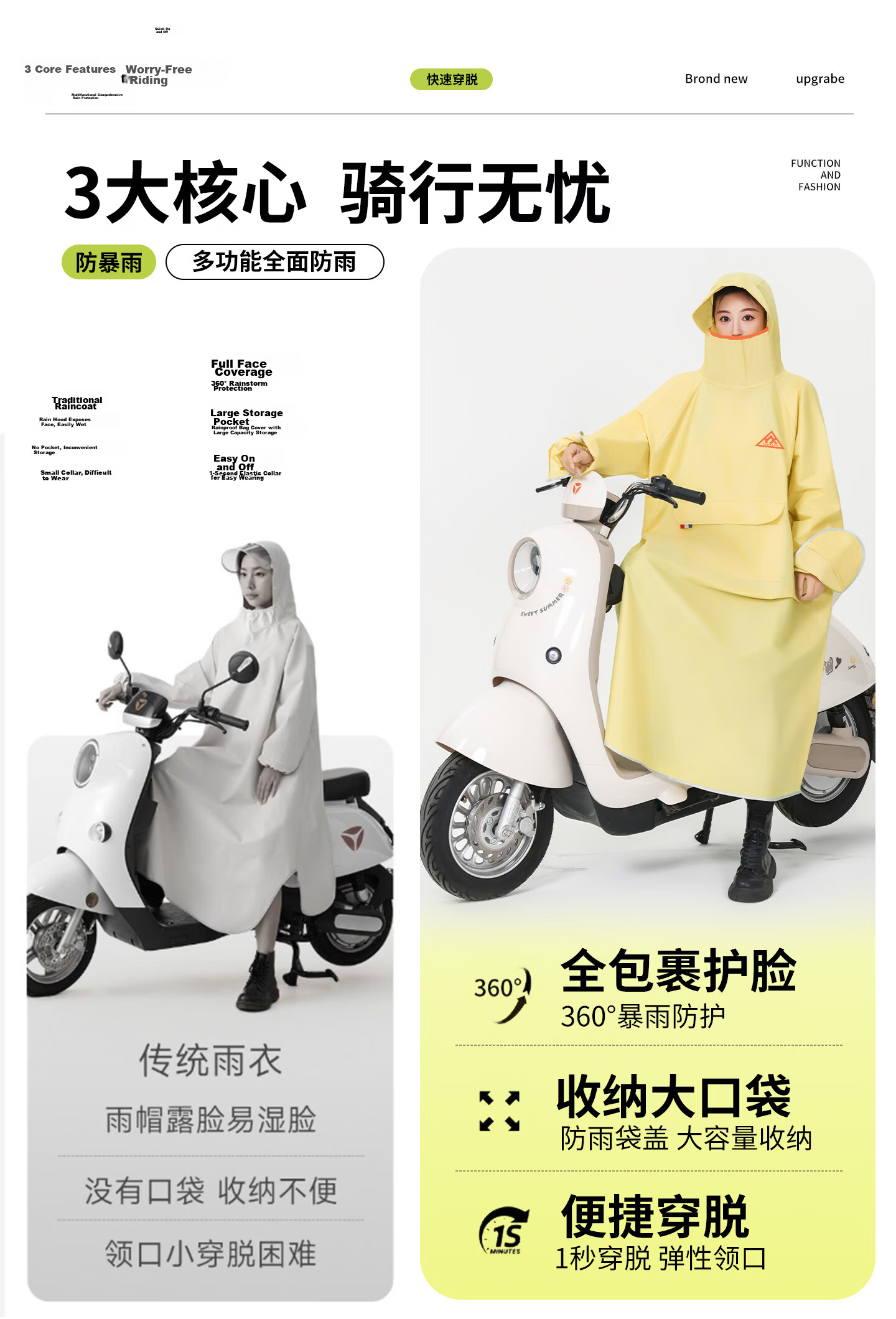Spapani Long Full-Body Raincoat for Electric Vehicles, Adult Unisex Anti-Raincoat for Motorbike and Scooter Riders 7
