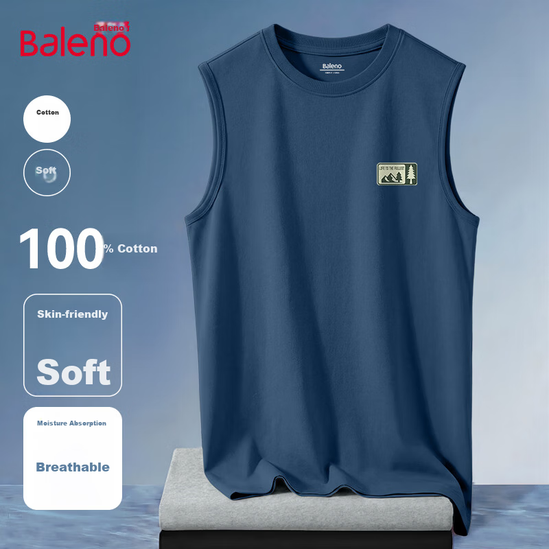 Baleno Heavyweight Pure Cotton Vest Men 2026 Summer New Moisture-Wicking Breathable Refreshing Sleeveless T-Shirt Men's Sports Tank Top 27