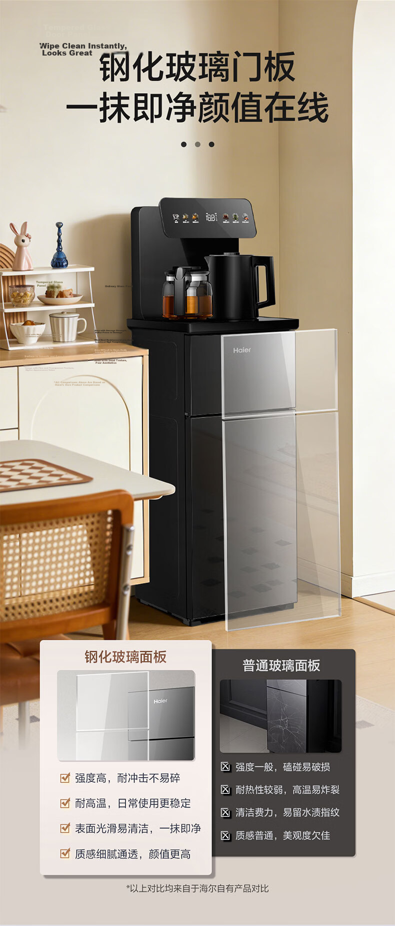 Haier Tea Bar Machine Little Starfish 2.0 Water Dispenser Home High-End Living Room 316L Stainless Steel Kettle Integrated Automatic Water Supply Bottom-Loading Water Bucket Tea Bar Cabinet 2026 New M 11