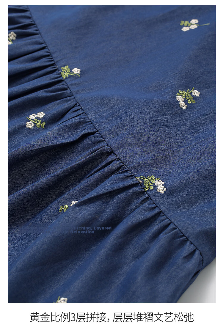 INMAN Floral Embroidered Halter Neck Sleeveless Dress Summer 2026 Women's Long Dress Deep Blue S 13