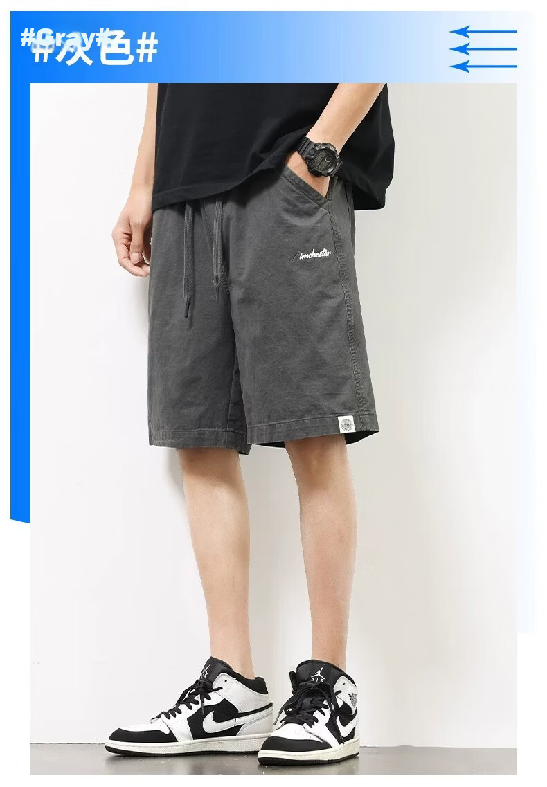 ROMON Men's Cotton Work Shorts Summer 2026 New Loose Straight Casual Mid-Length American Style Thin Five-Point Pants 20