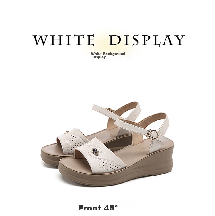 Red Dragonfly Women's Summer Sandals Thick Soft Sole Non-slip Middle-aged and Elderly One-strap Shoes WTK265432 Off-white Size 38 10
