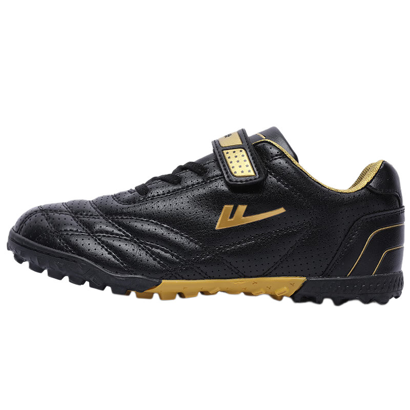 Huili Children's Soccer Shoes, TF Turf Studs with Velcro, for Boys And Girls of All Ages, Students, 961 Black And Gold Turf Studs, Size 30