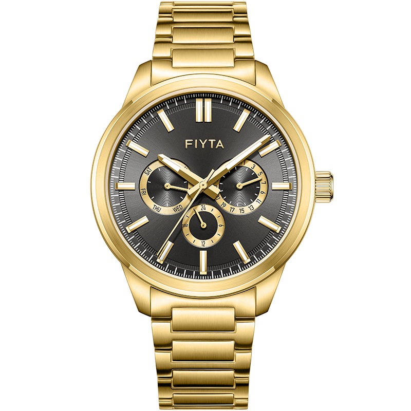 FIYTA Zhuoya Series CITY+ Light Business Multifunctional Men's Watch Black Dial Steel Strap