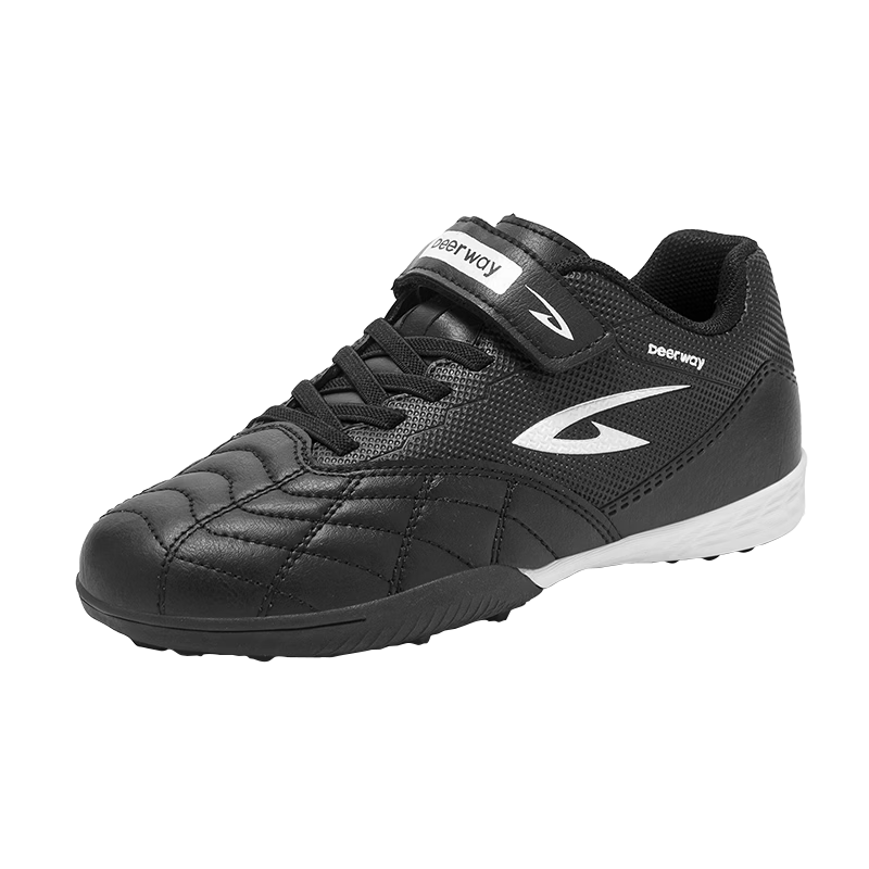 DEERWAY Kids Soccer Shoes 6-12 Years Boys Girls Professional TF Turf Non-Slip Training Shoes White Black Size 30