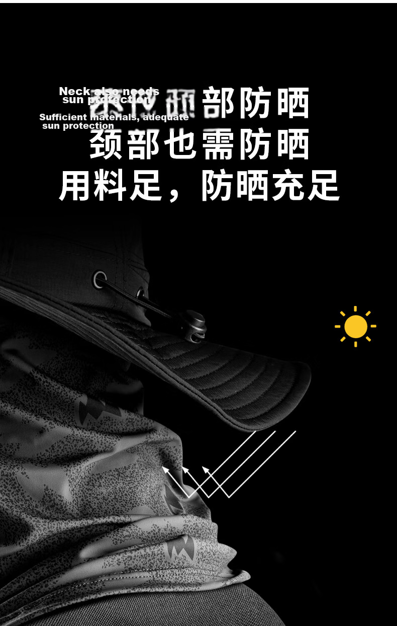 Tactical Bird Wide Brim | Loose Summer Ice Silk Sun Protection Face Mask Scarf Men's Large Size Fishing Face Cover Sunshade Neck Gaiter 18