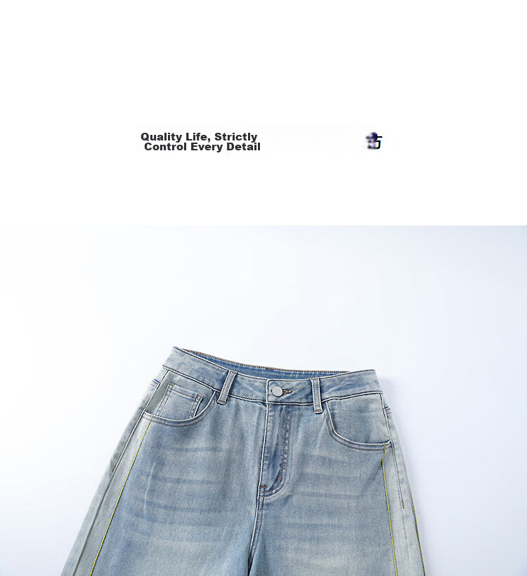 Demana [Cloud Oxygen Cotton Blend] Spring 3D Mid-High Waist Hand-Finished Side Seam Petite Women's Wide-Leg Jeans 12