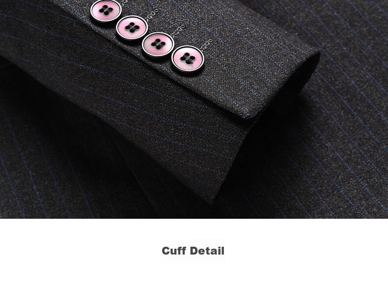Shanshan Men's Slim Fit Business Formal Suit Set Striped Casual Groom Wedding Attire 12