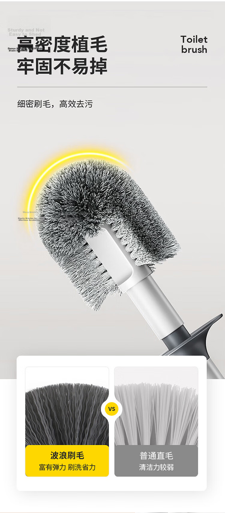 LYNN Toilet Brush Set Long Handle Luxury Style Splash-Proof No Dead Angle Cleaning Bathroom Brush 4