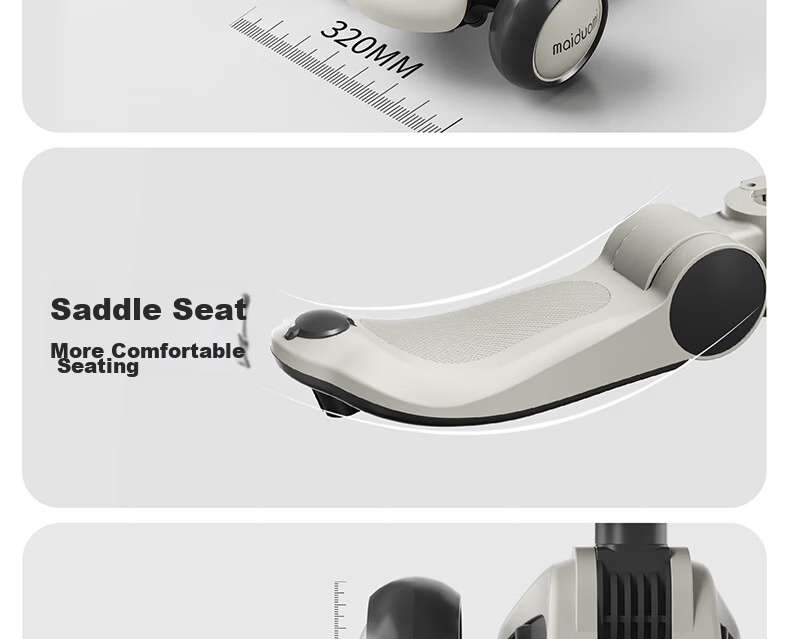 Maidomi Kids Scooter 1-3-6-12 Years Old Baby 2-in-1 Multifunctional Foldable Gravity Steering Music Flashing Wheels 16
