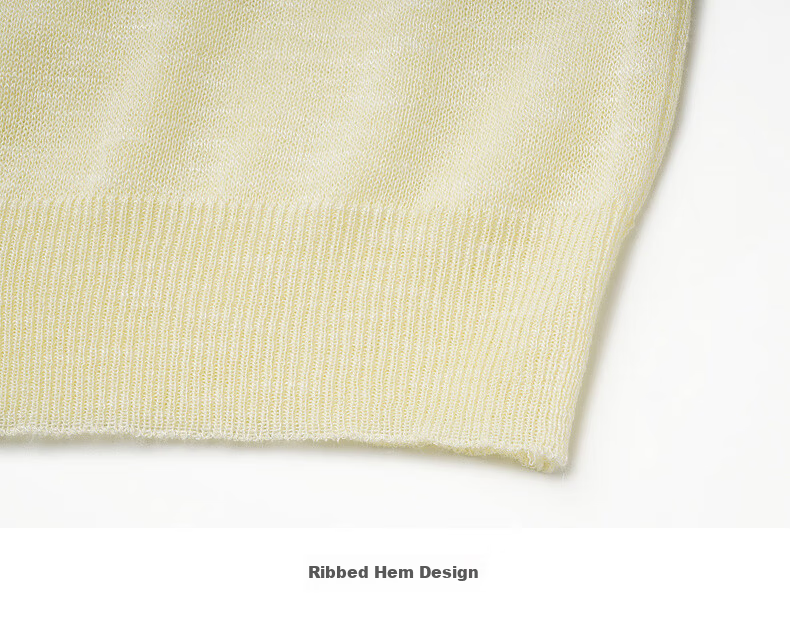 Olrain Eurielle Summer New Women's Lazy Bamboo Slub Yarn Knit Loose Versatile Thin Pullover Light Yellow M 26