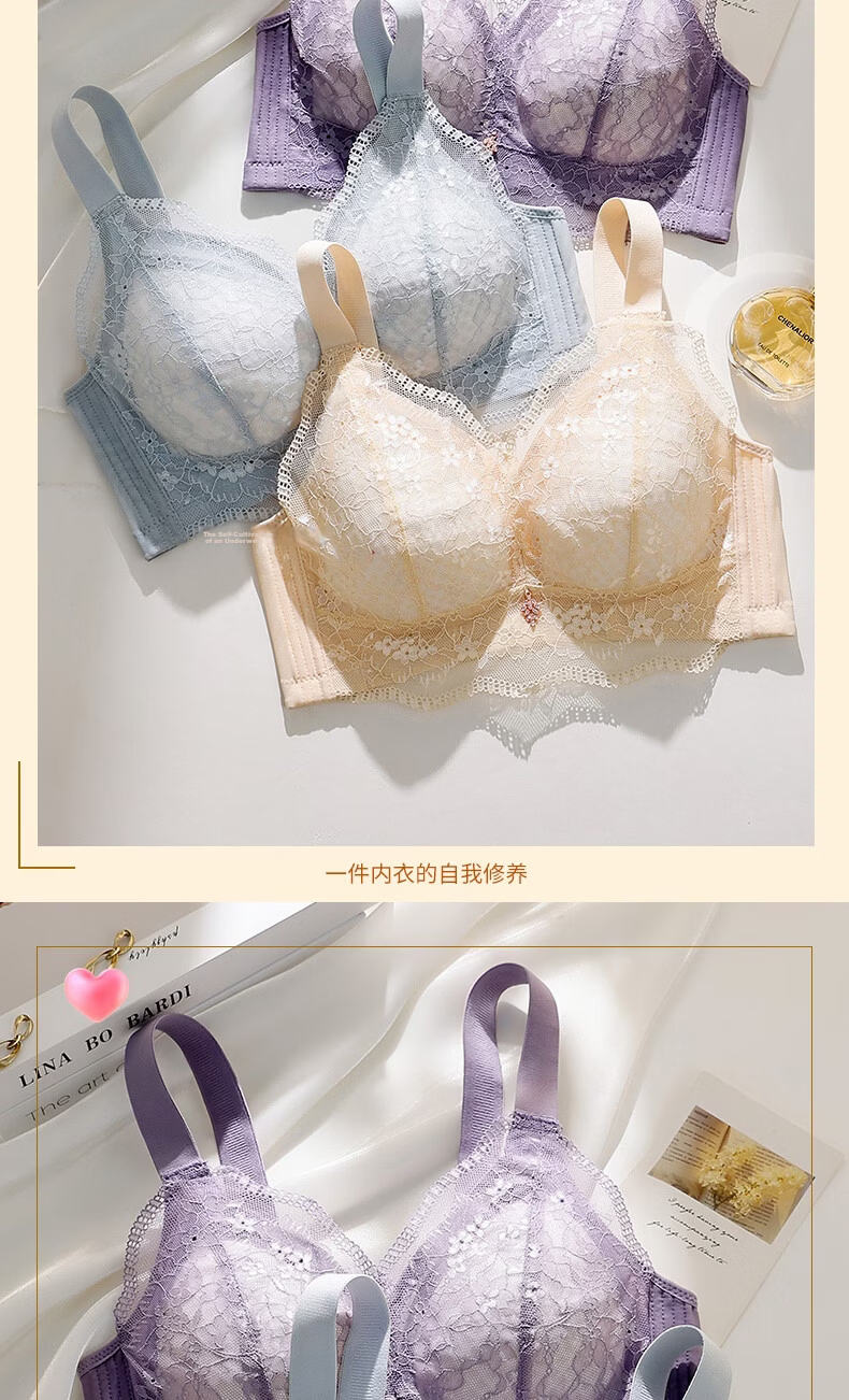 Mankejiao Summer Plus Size Women's Lingerie Large Cup Slimming Full Coverage Bra Lift and Support Thin Anti-Sagging Bra 18
