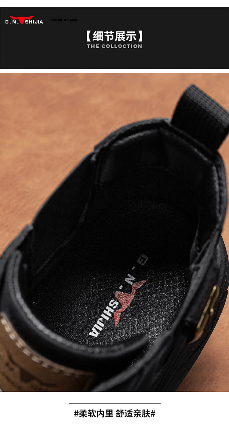 Bull Family Martin Boots Men 2026 Winter New Versatile Yellow Boots Fleece Lined Warm Snow Boots Men's Outdoor Hiking Shoes 9