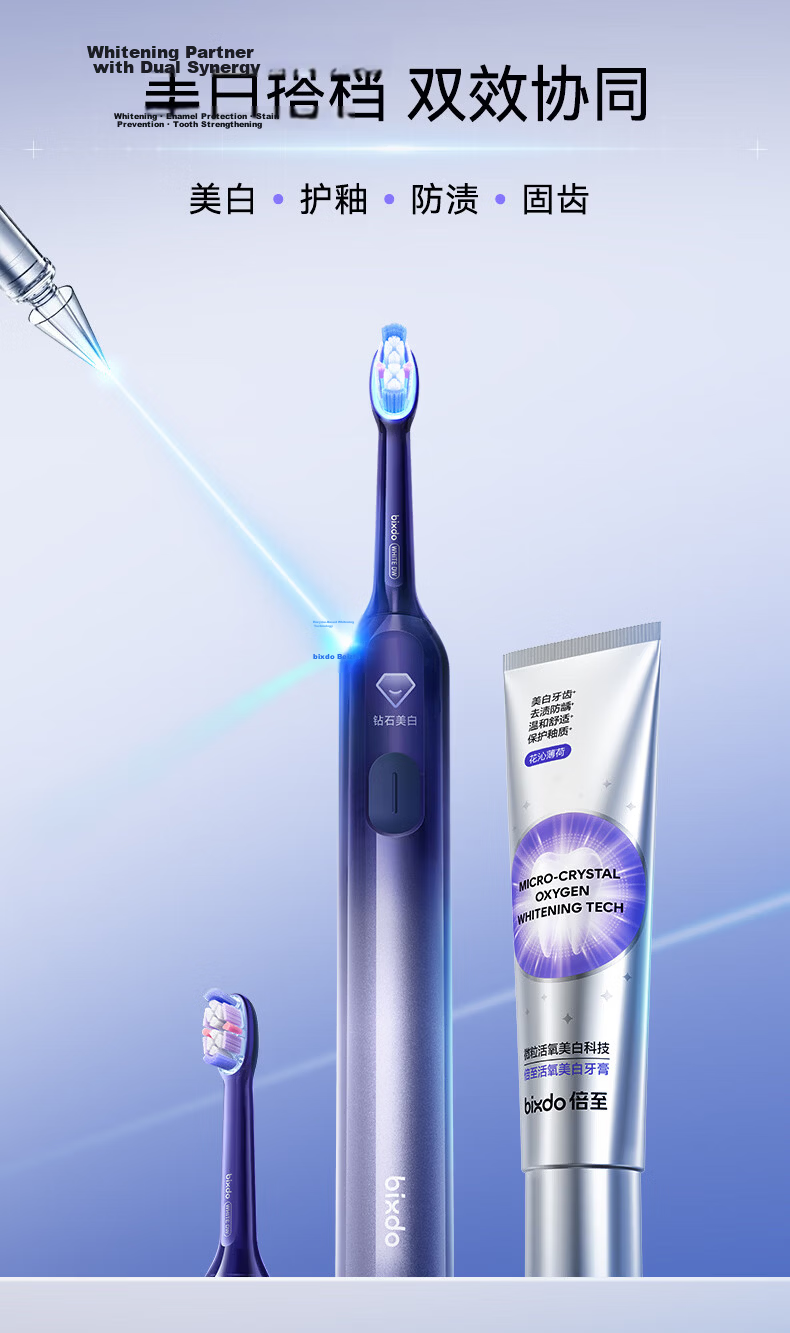 Bixdo Whitening Electric Toothbrush Blue Light Air Professional Blue Light Reverse 10 Years Yellowing Adult Couple Birthday Gift for Men Women Mother's Father's Day 13