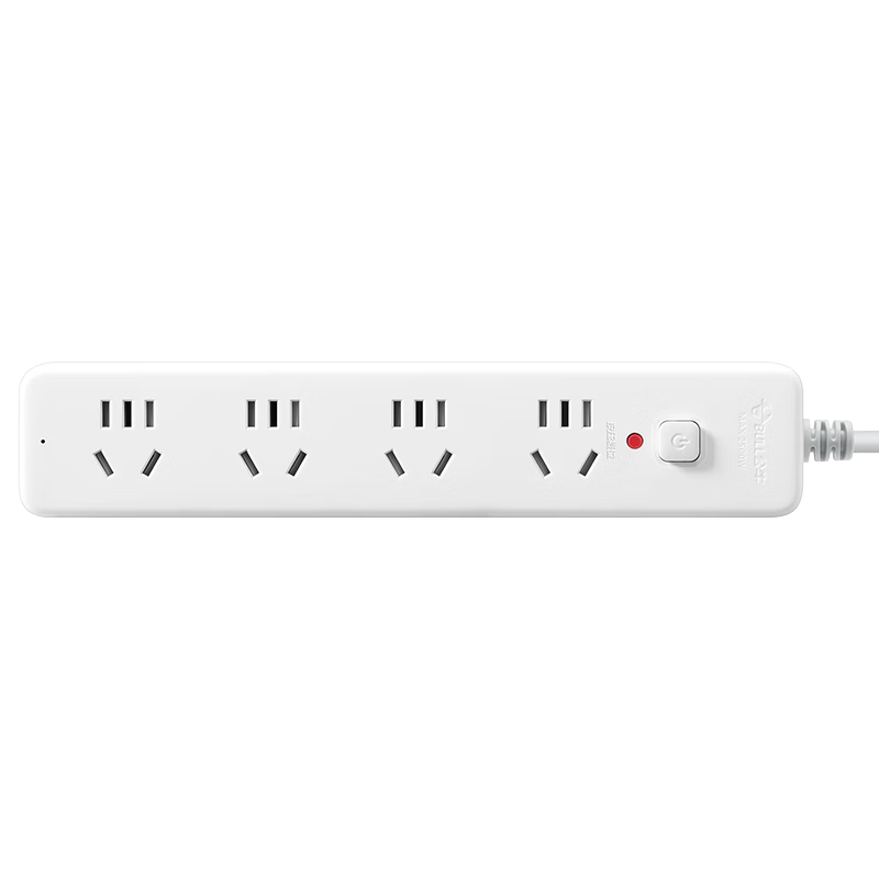 BULL Power Strip / Extension Cord / Surge Protector / Multi-Outlet Strip / Dorm And Home Desktop Power Board, 3C Certified, 4 Outlets with Master Switch, 1.8 Meters Long GN-B2040