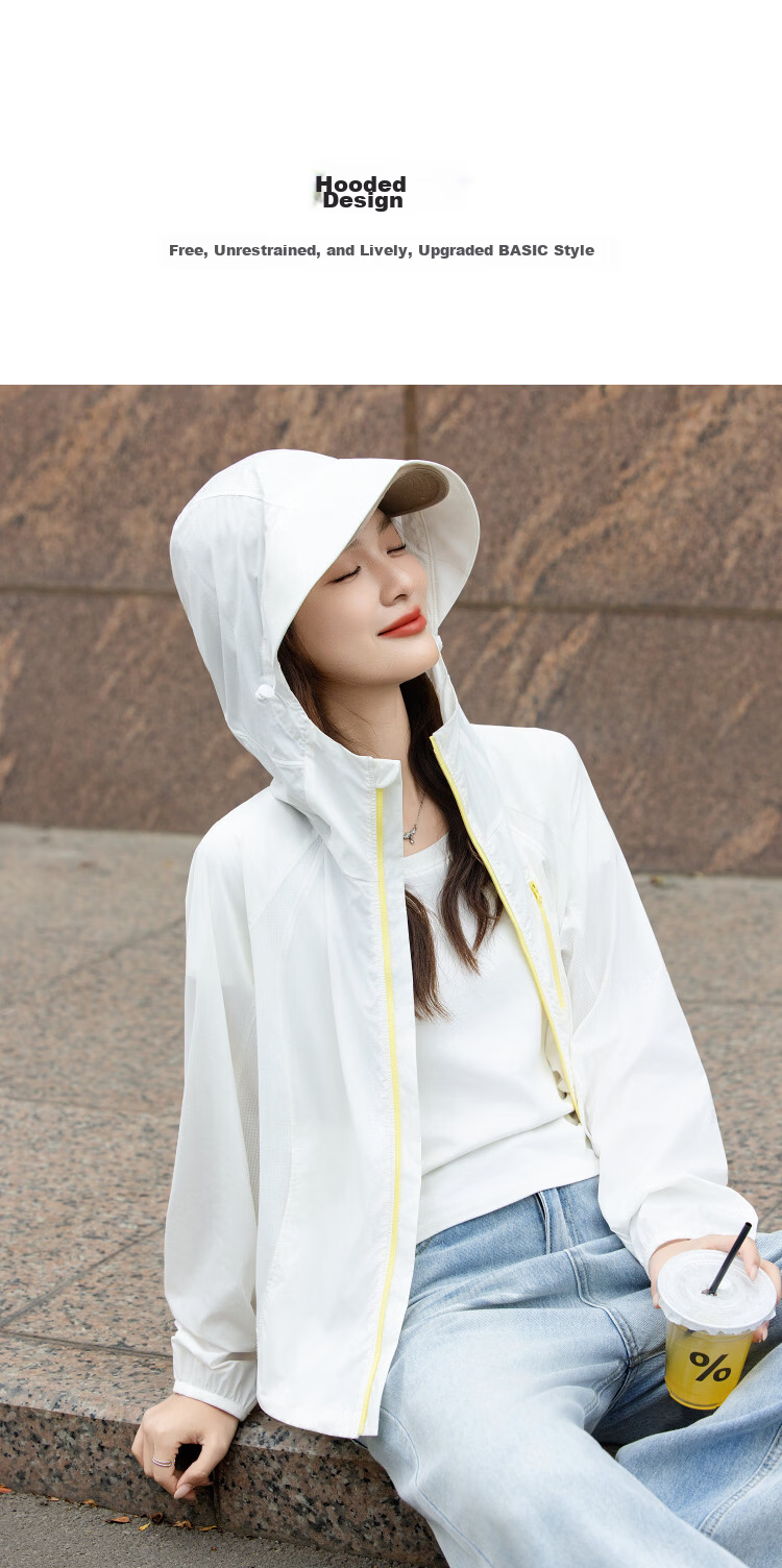 Demana Antibacterial Anti-Mite Summer UPF50+ Sun Protection Outdoor Hooded Loose Slimming Jacket for Women Premium Feel 7