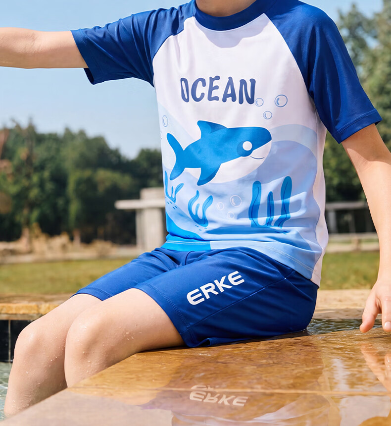 ERKE Children's Two-Piece Swimsuit Set for Boys, Suitable for Young And Older Kids, Hot Spring Student Swimwear, Swimming Trunks And Top, Boys' Swimwear 4