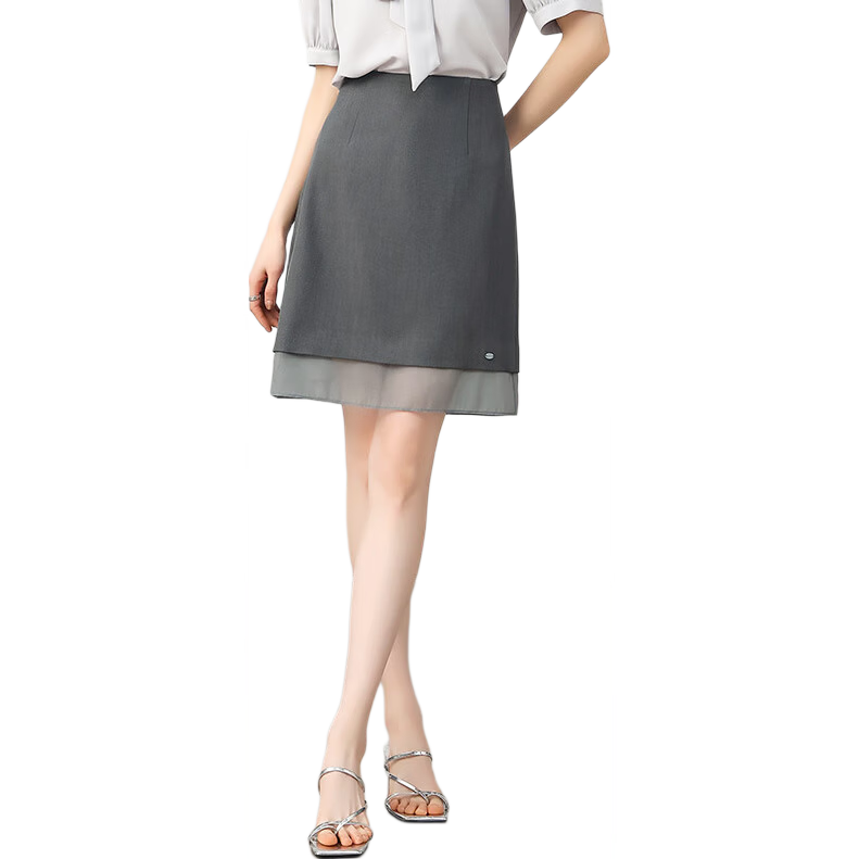 Sentubila Elegant Temperament Commuter A-Line Skirt Women Summer High-End Slim Patchwork Mesh Casual Mid-Length Skirt