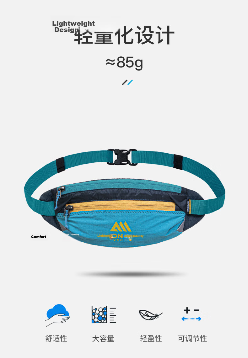 AONIJIE Colorful Sports Waist Bag Fashionable Contrast Double Zipper Large Capacity Ultra-Light Breathable Running Cycling Waist Pack 2