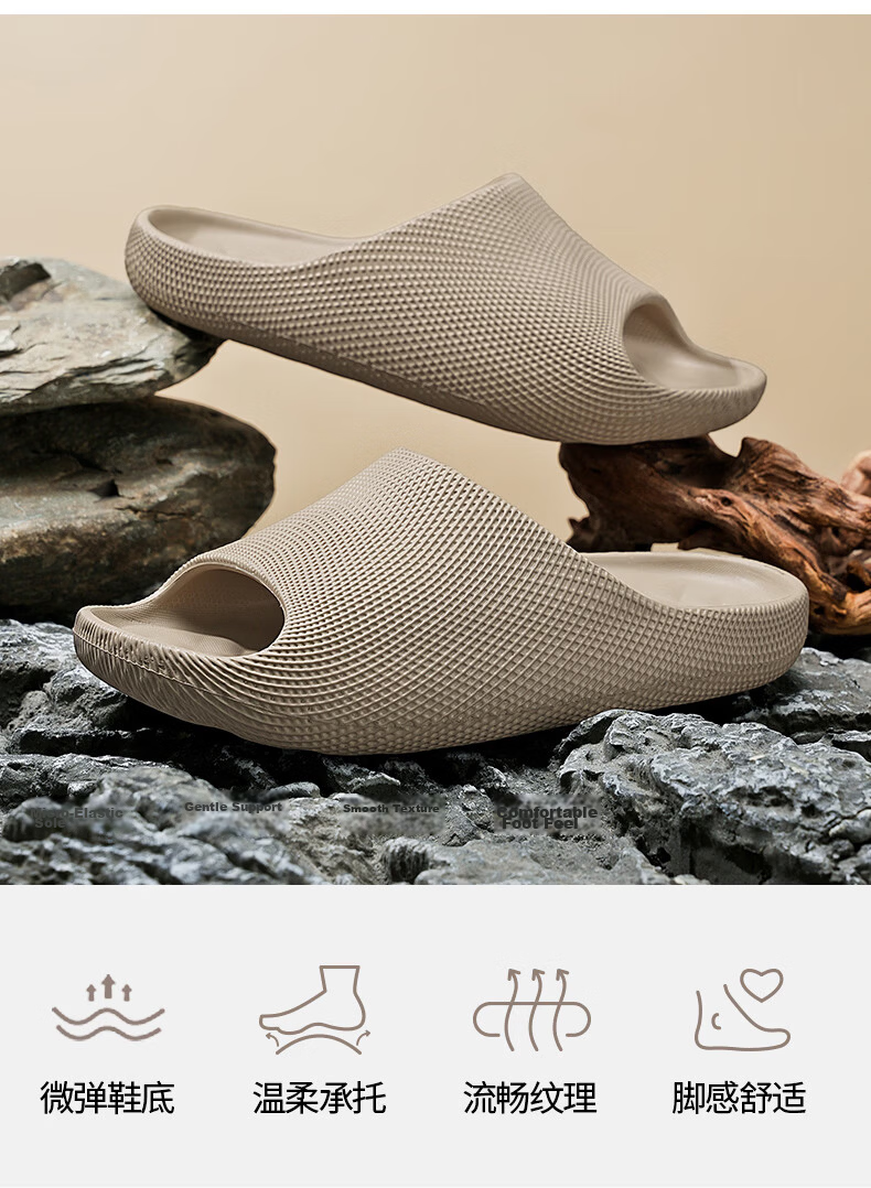 XTEP Men's Sports Slippers Casual Outdoor Summer New Slide Sandals Beige Size 40-41 3