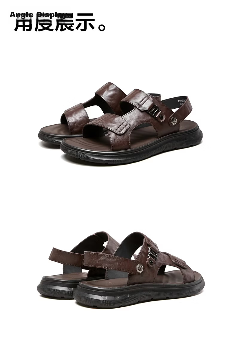 Yierkang Men's Summer Genuine Leather Casual Beach Sandals Dual-Wear Driving Slippers 96308W Black Size 41 16