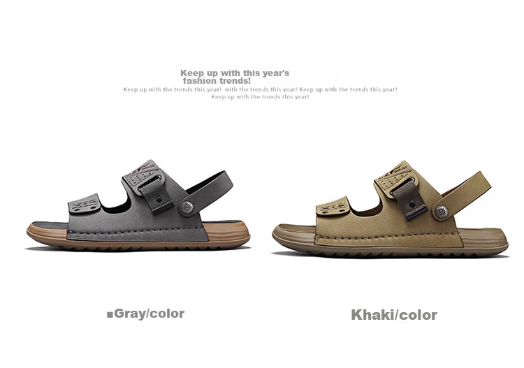 Bull Family Men's Leather Sandals Summer New Breathable Casual Comfortable Durable Beach Shoes Versatile Lightweight Two-Way Wear 23