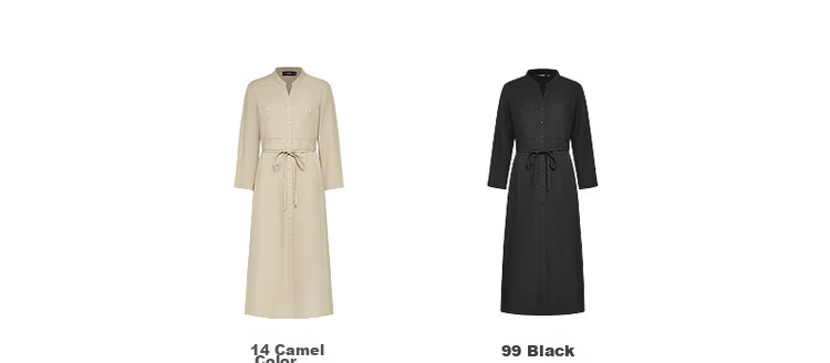 G2000 [Lyocell Linen Blend with Belt Mall Same Style] Women's 2026 Spring Summer Long Sleeve Dress 10
