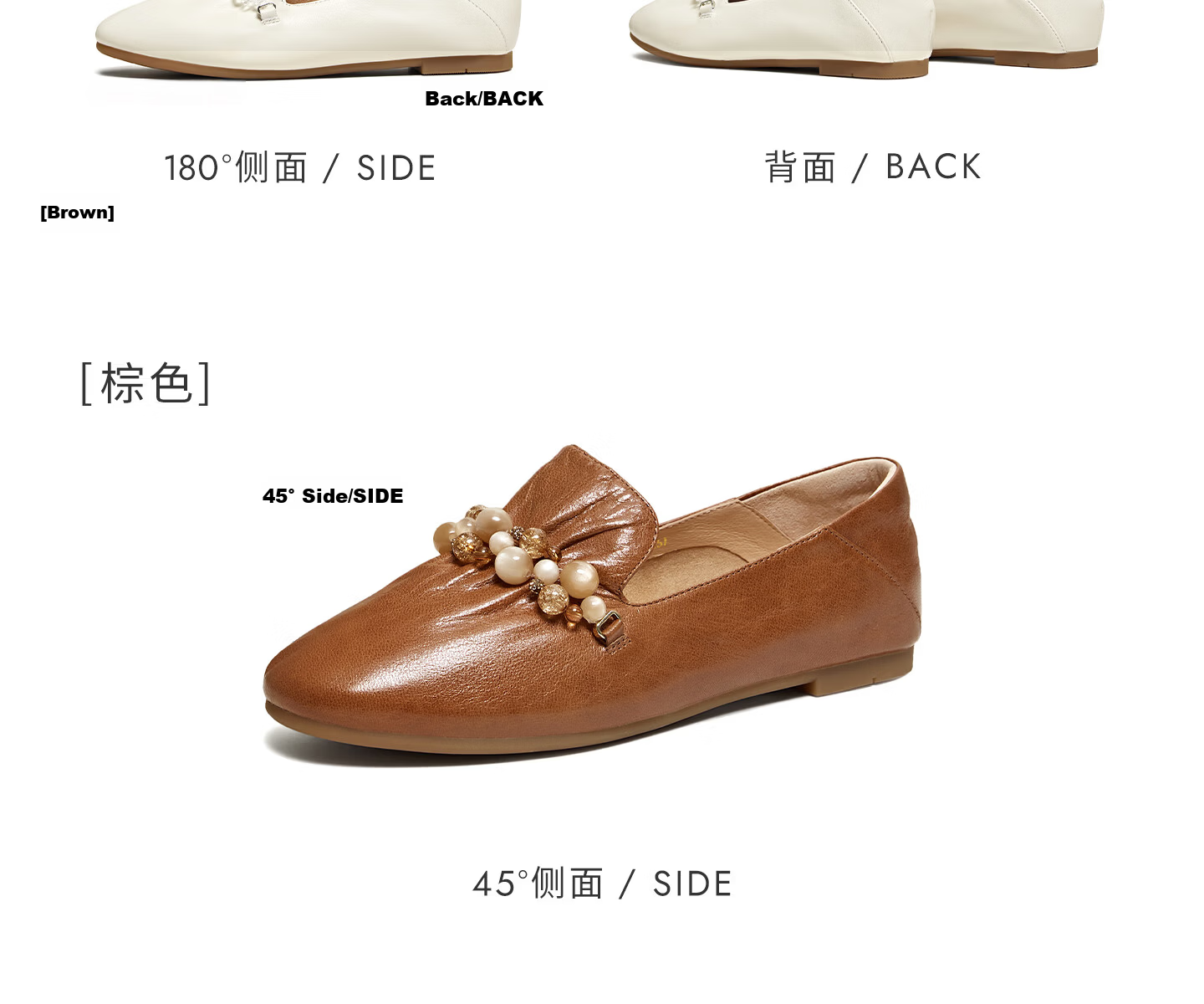 TATA Naifu Flat Loafers Women Soft Sole Genuine Leather Small Shoes Single Shoes 6 New YZU03AA6 Off-White 36 30