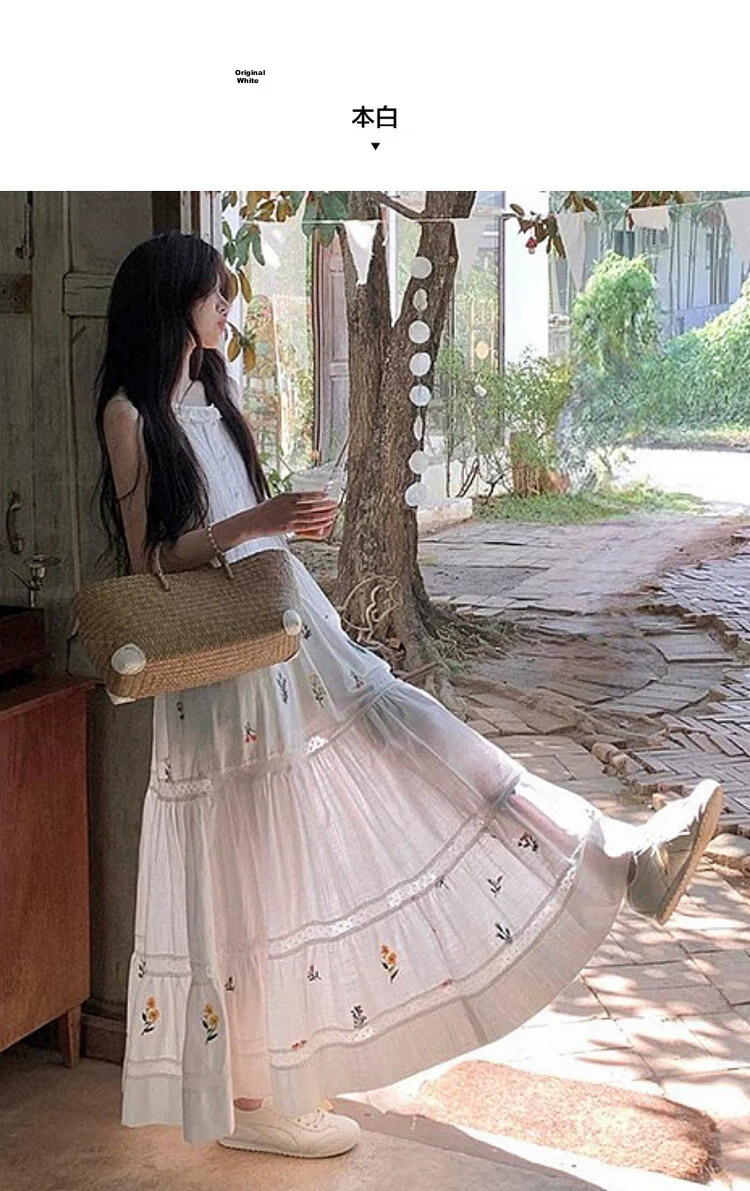 Mt [Light French Pastoral Poem] Summer Cloud Oxygen Cotton Fresh Floral Print Sleeveless Flared A-Line Women's Dress 9