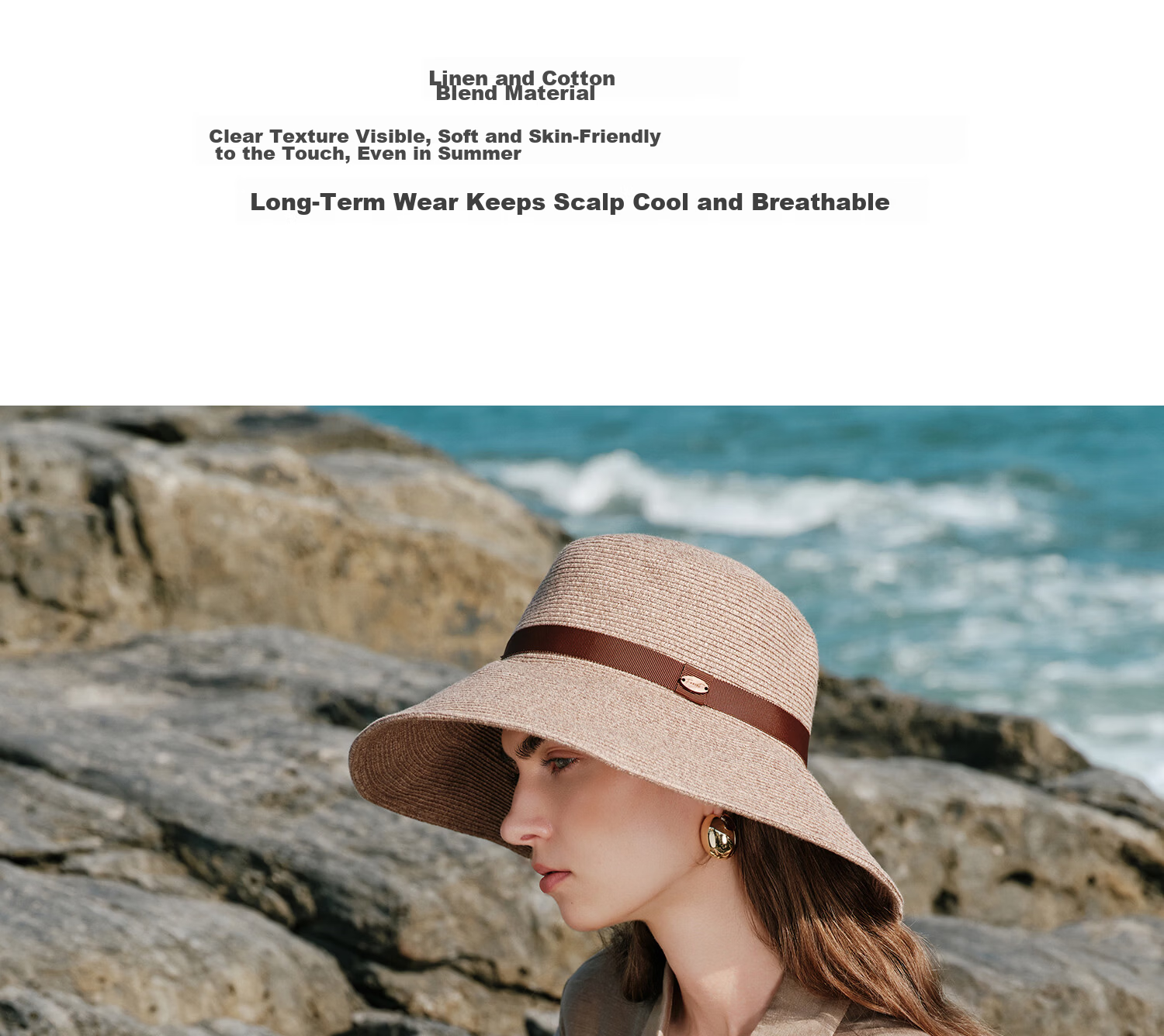 FANCET Women's Sun Hat Spring Summer Cotton Linen Blend Breathable French Style Wide Brim Bucket Hat UV Protection Sunshade Hat for Travel 26