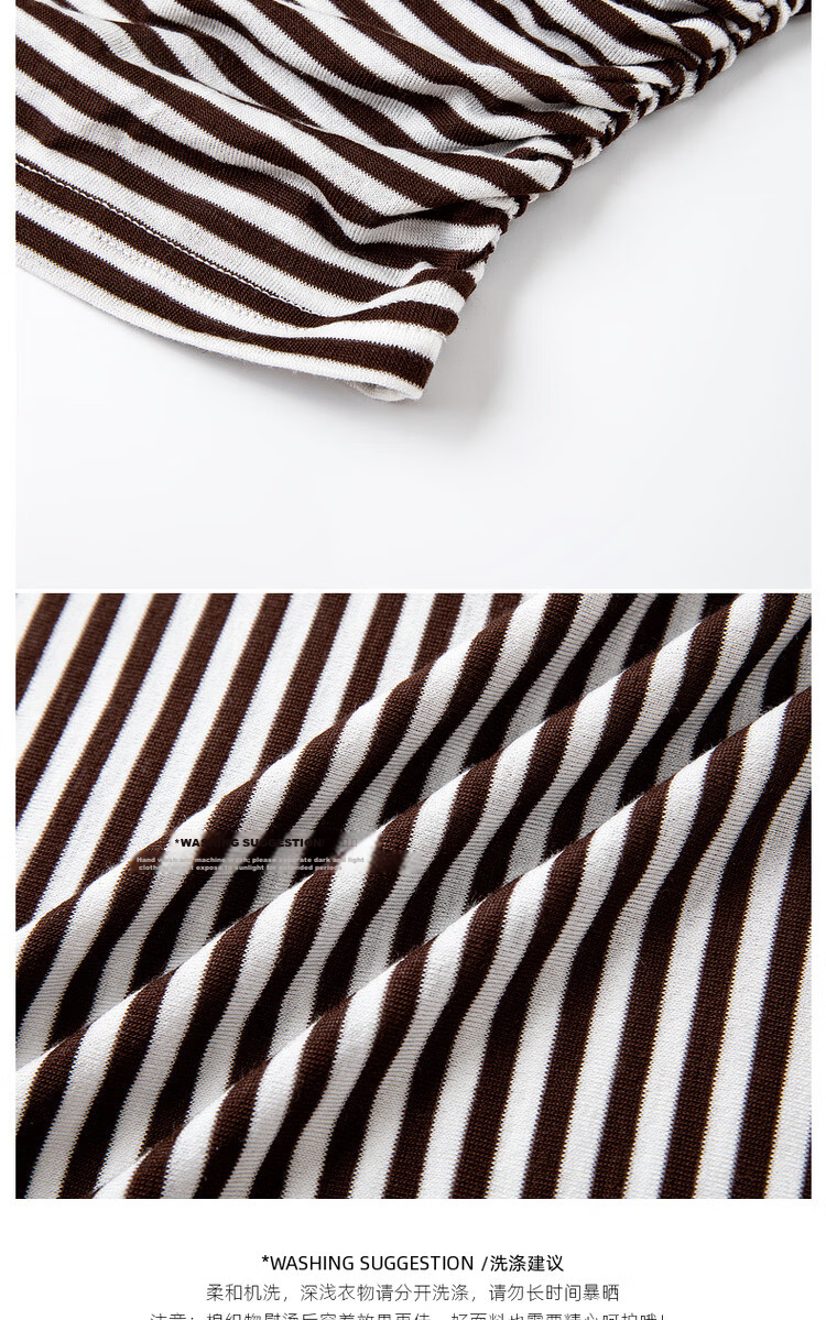 Vimly French Vintage Striped T-Shirt Women Autumn Winter Slim Fit Long Sleeve Top White Navy Stripes M 2