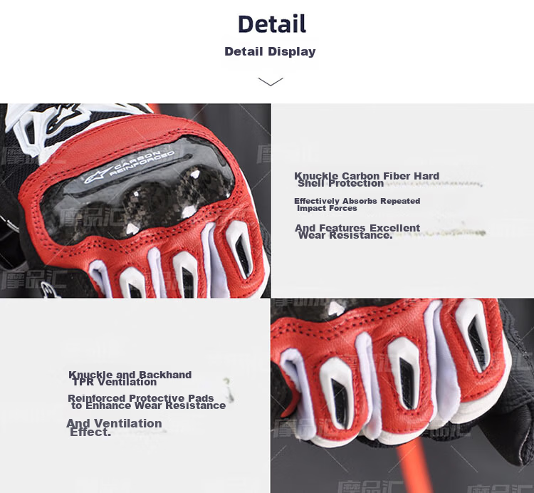Alpinestars SMX-2 A-Star Motorcycle Gloves Carbon Fiber Summer Breathable Riding Gear Knight Riding Black White XL 12
