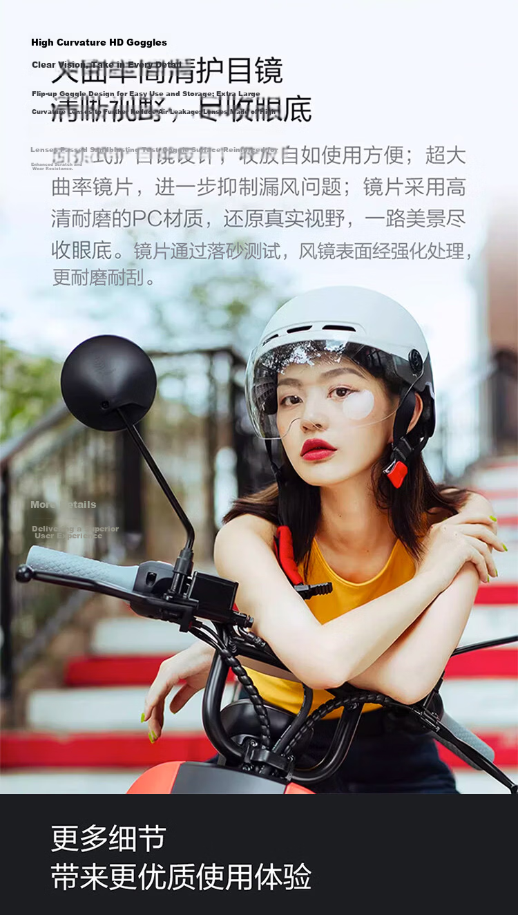 Ninebot Electric Scooter Helmet 3C Certified Motorcycle Helmet Unisex Lightweight Half Helmet Sun Protection Safety Cap White M 6