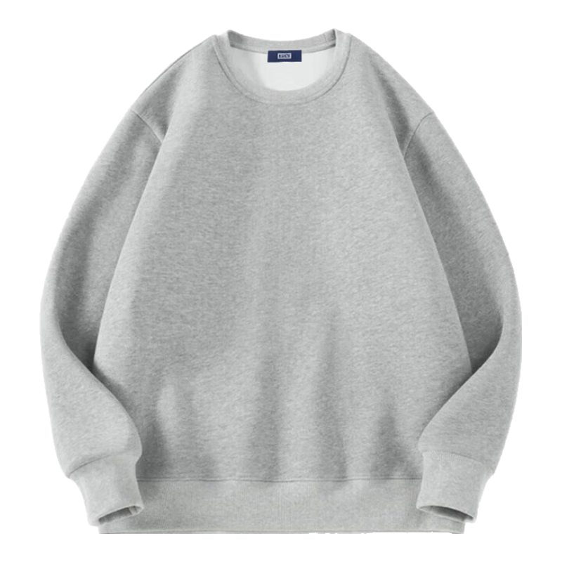 Cotton Casual Sweatshirt Men Trendy Solid Color Loose Fit Crew Neck Basic Shirt Versatile Casual Top Men Heather Gray L