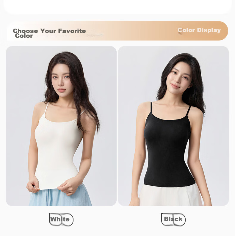 Fenteng Women's High Elasticity Camisole with Chest Pad 26th Anniversary New Vest Underwear Tank Top Base Layer 16