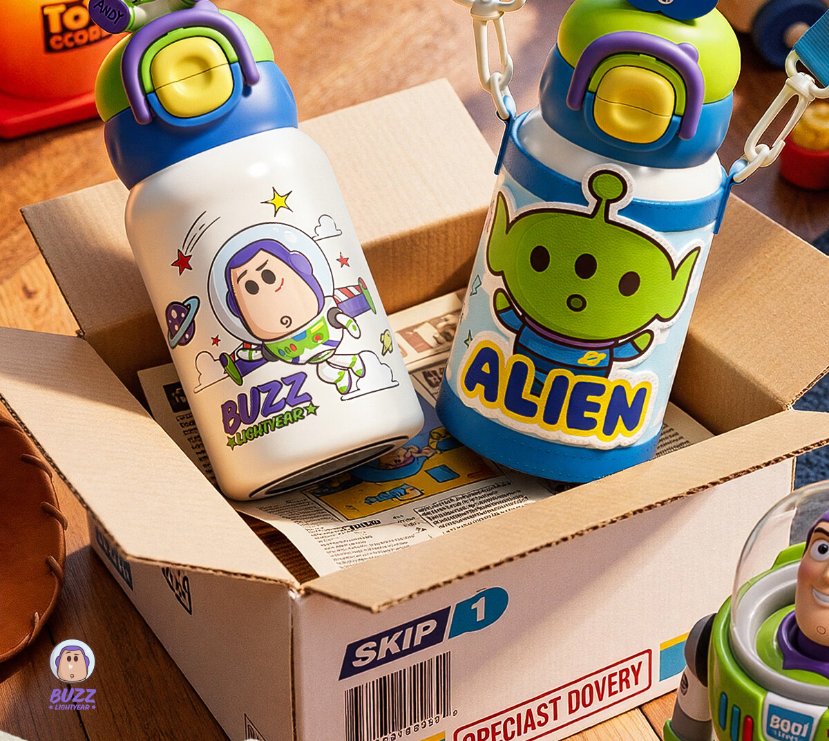 Germ Toy Story Kids Insulated Straw Cup Boys Student School Water Bottle 520ML Alien 2