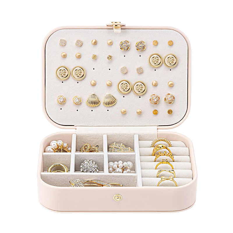 VLANDO 2025 New Portable Jewelry Box, Compartmented, Exquisite Necklace Earring Ring Storage Case, High-End Birthday Gift for Wome