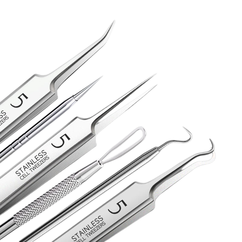 Yefili 6-Piece Set Ultra-Sharp Comedone Extractor Blackhead Tweezer Acne Removal Beauty Salon Tools Tweezers