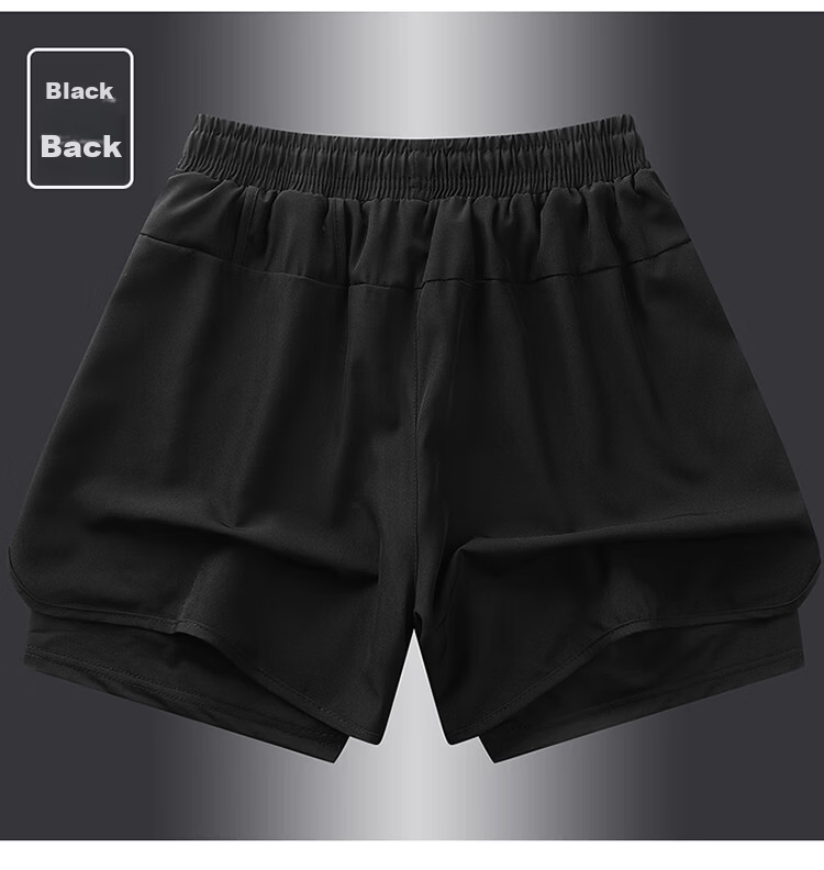 TUCANO Men's Breathable Cooling Quick-Dry Outdoor Sports Running 3D Fake Two-Piece Shorts Black 3XL 14