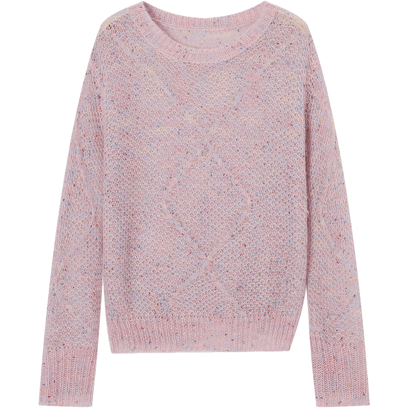 Demana Women's Premium Spring Quilted Lurex Mohair Wool Blend Loose Slim Knit Sweater