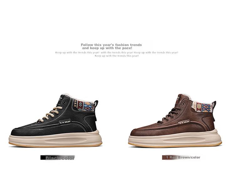 Bull Family Martin Boots Men 2025 Winter New Plush Warm High-Top Sneakers Versatile Cotton Shoes Men's Outdoor Casual Shoes 4