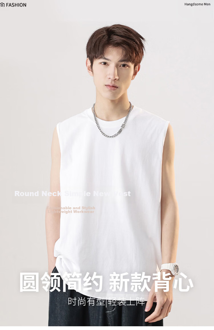 Nanjiren 100% Cotton Men's Summer Vest Thin Sports Fitness Sleeveless Loose T-Shirt 1