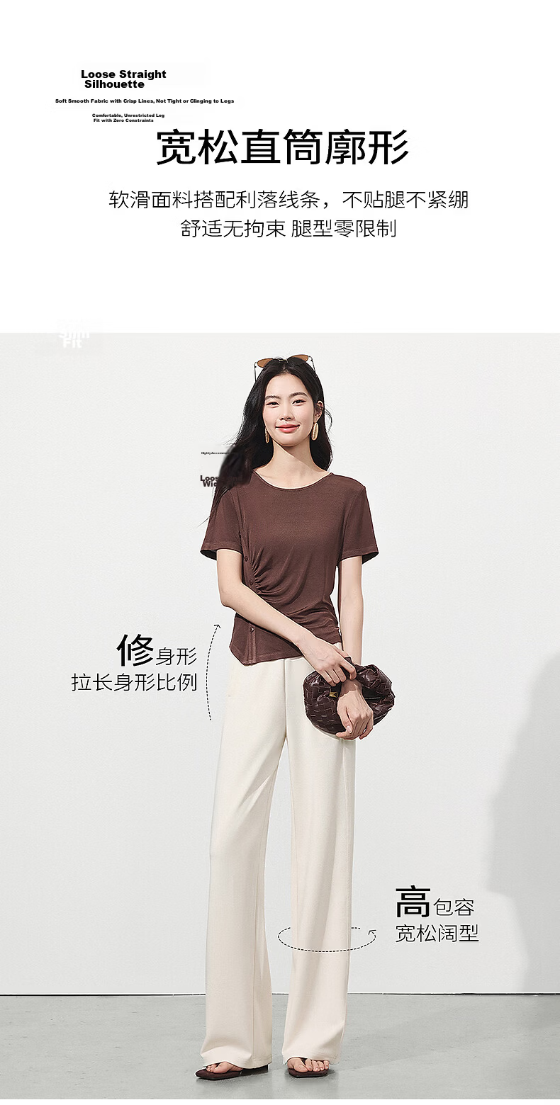 Yixiang Liying White Mask Pants Casual Women's Summer New Loose Draped Wide-Leg Straight Pants Gentle Black XL 10