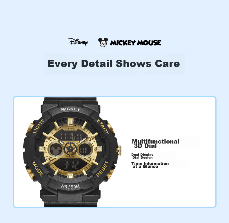 Disney Youth Electronic Watch Student Middle School Alarm Waterproof Outdoor Sports Boys Mechanical 13