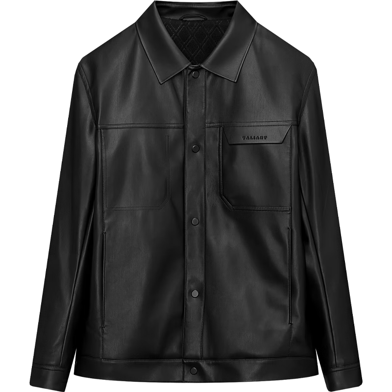 HLA Hailan Home Men's Jacket 25 Embossed PU Leather Solid Color Commuter Winter Coat