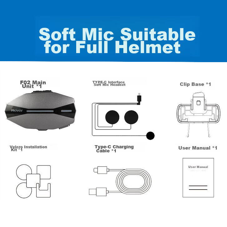 PROVGV Motorcycle Helmet Bluetooth Headset Lightweight Waterproof Full Face Flip-up Helmet Headset F02 Soft Mic 12