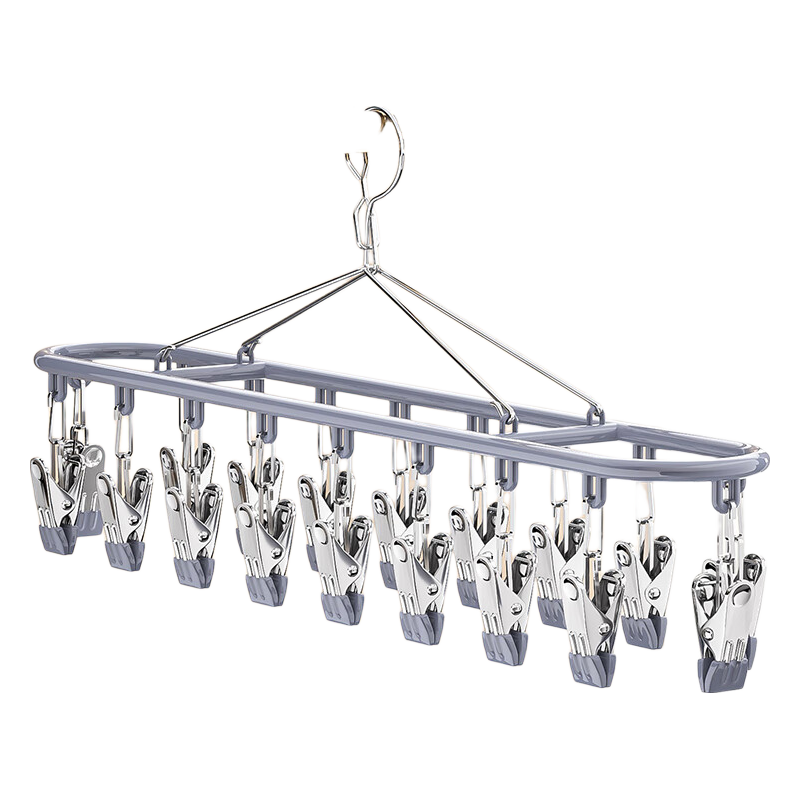 MUYA Stainless Steel Sock Drying Rack with Multiple Clips, Home Use Seamless Underwear And Panty Hanger, Balcony Windproof Gadget